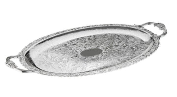 Queen Anne Oval Tray - Silver Plated Metal - 47.5 x 26.5 cm - 26000247