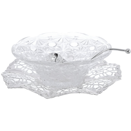 Queen Anne - Bowl Set 6 Pieces with Saucers & Spoons - Silver Plated Metal & Glass - 17.5 x 5.25 cm - 26000252