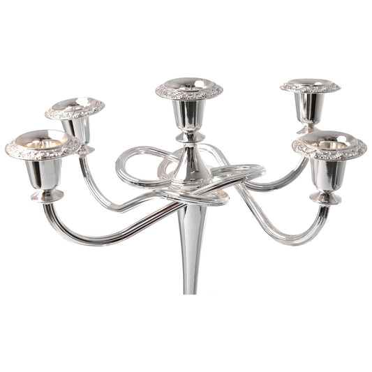 Queen Anne - 5 Lights Candle Holder With Scroll Arm Design - Silver Plated Metal - 26cm - 26000255