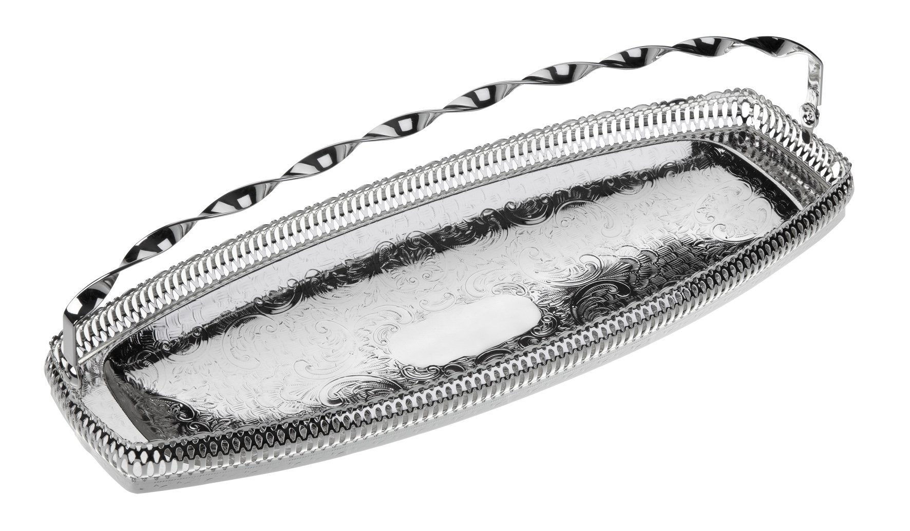 كوين آن - صينية الكوكيز بمقبض متأرجح - معدن مطلي بالفضة - 40x15 سم - 26000257