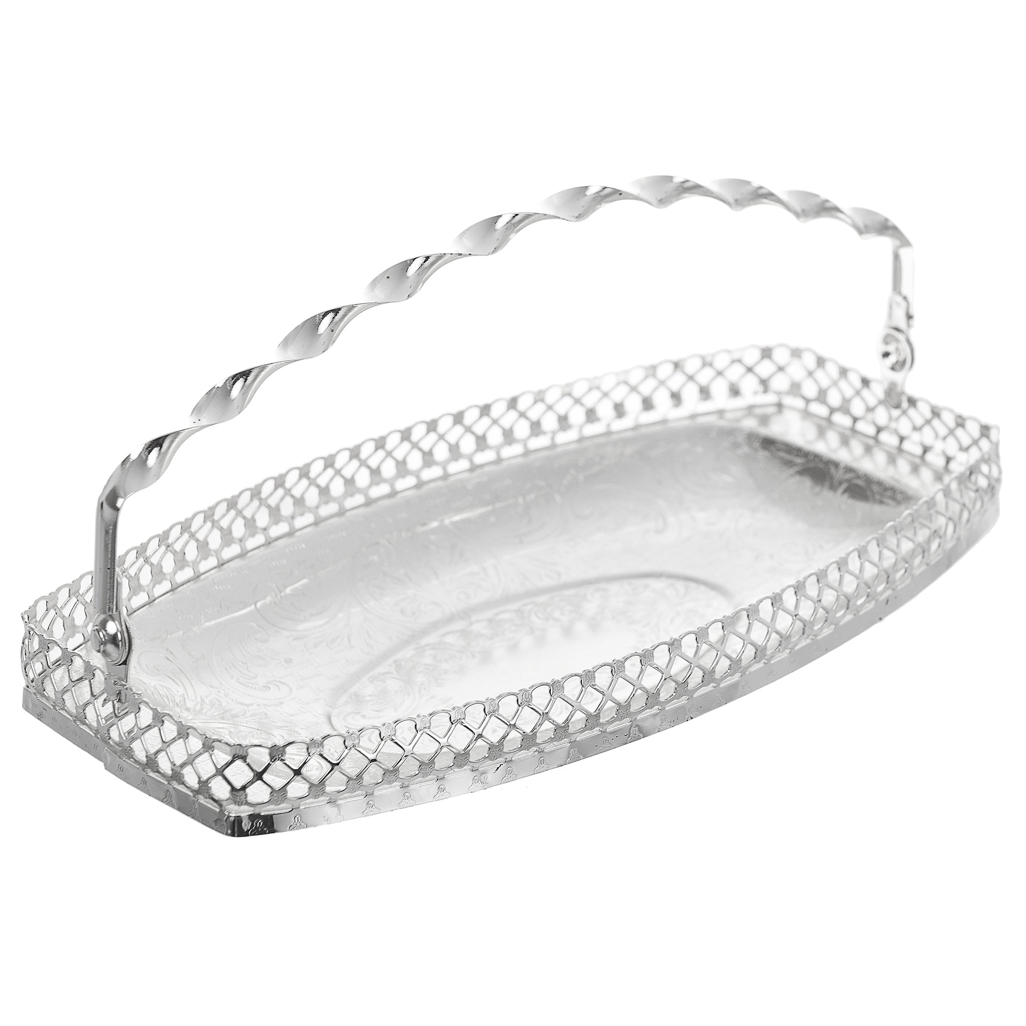 Queen Anne - Cookies Tray with Swing Handle - Silver Plated Metal - 24x13cm - 26000258