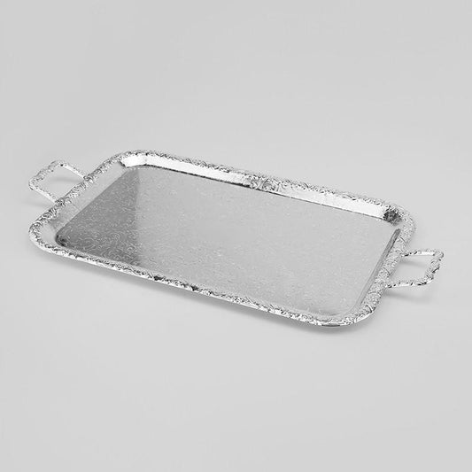 Queen Anne - Rectangular Tray with Handles - Silver Plated Metal - 63x34cm - 26000262