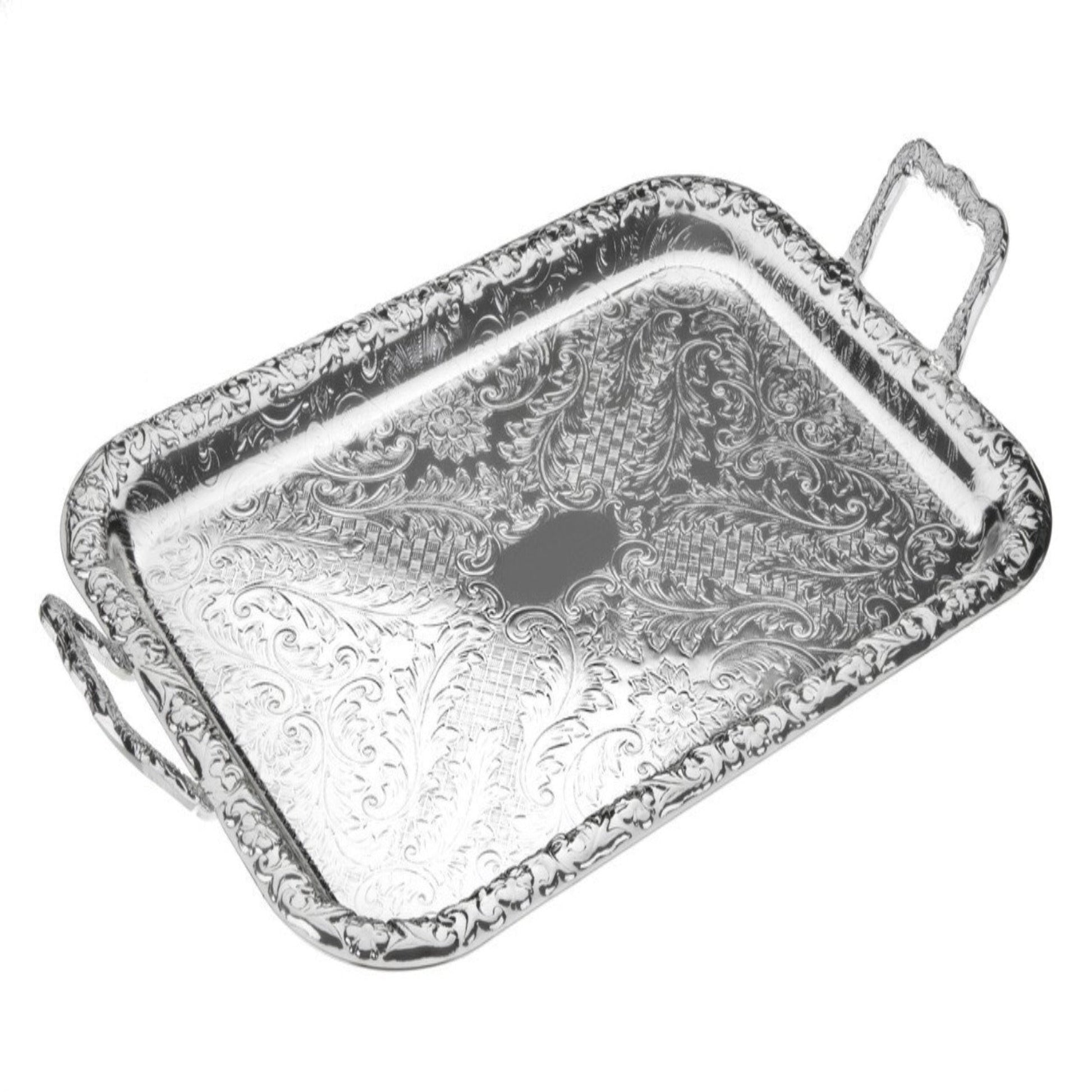 Queen Anne Tray - Silver Plated Metal - 44 x 25 cm - 26000264