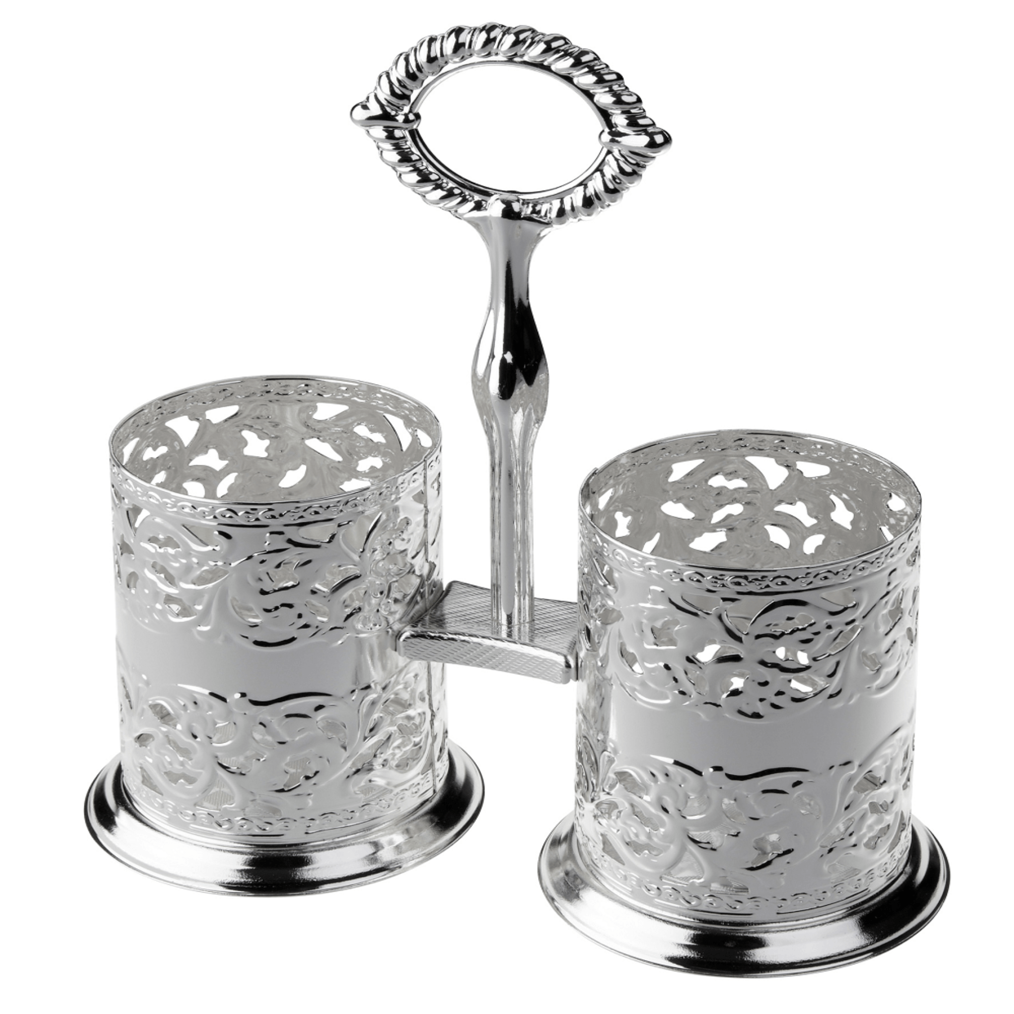 Queen Anne Double Cutlery Holder - Silver Plated Metal - 26000290