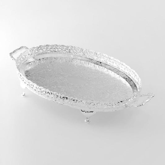 Queen Anne Oval Tray - Silver Plated Metal - 47 x 25.5 cm - 26000295