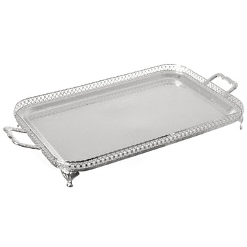 Queen Anne - Rectangular Tray with Handles - Silver Plated Metal - 62.5x34.5cm - 26000363
