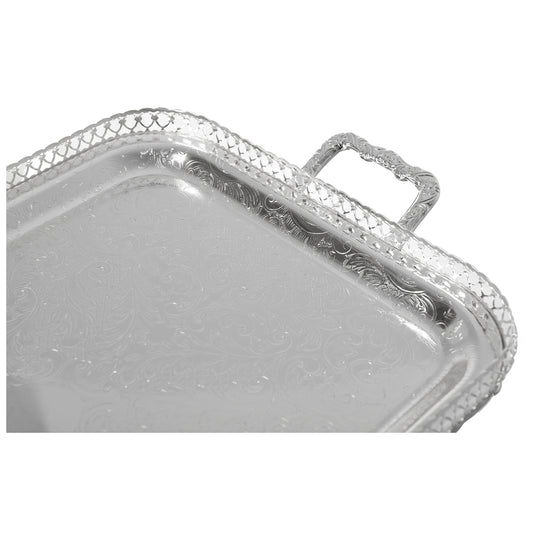 Queen Anne - Rectangular Tray with Handles - Silver Plated Metal - 62.5x34.5cm - 26000363
