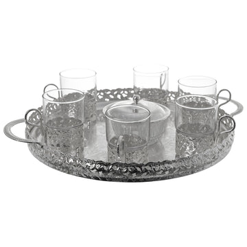 Queen Anne - Round Tea Set with Sugar Dish & Spoon - Silver - 26000367