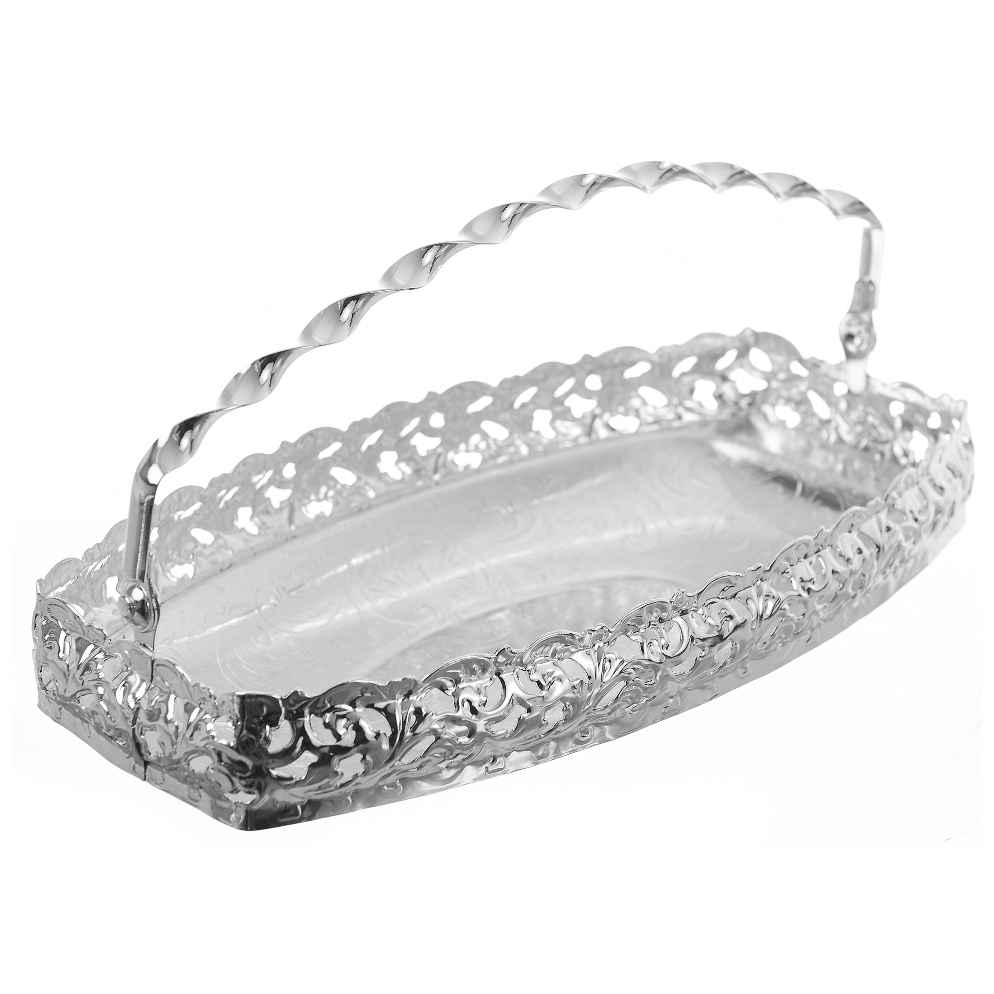 Queen Anne - Sweets Tray With Swing Handle - Silver Plated Metal - 24x13cm - 26000406
