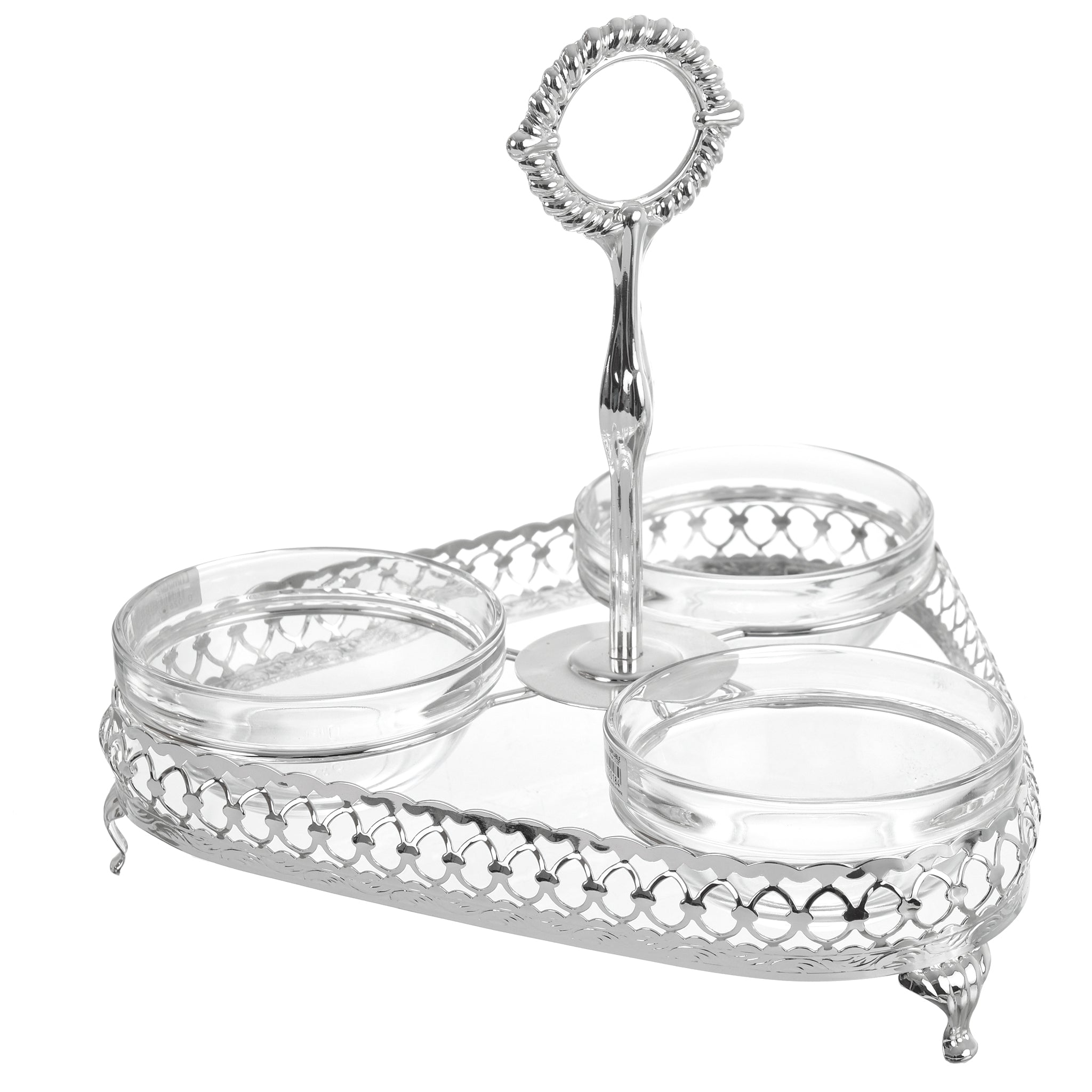 Queen Anne - Triangular Hors D'oeuvre - 3 Parts - 22x21cm - Silver Plated Metal - 26000423