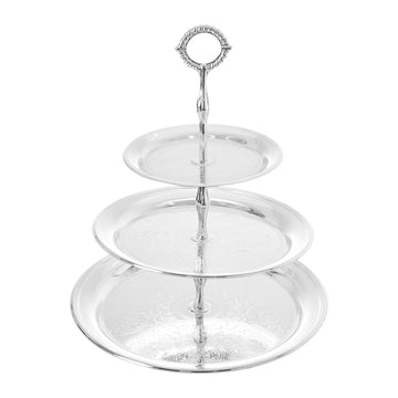 Queen Anne - 3 Tier Round Cake Stand - Silver Plated Metal - 17.8cm & 25.5cm & 30.5cm - 26000442