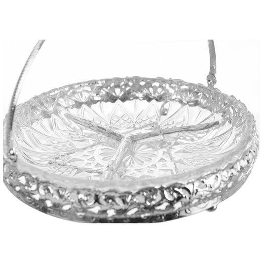 Queen Anne - Round Hors d'oeuvre with Handle - Silver Plated Metal - 23cm - 26000457