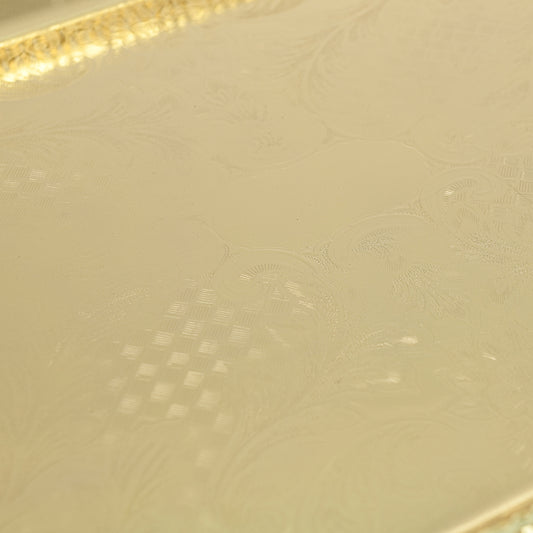 كوين آن - صينية مستطيلة بالمقابض والأرجل - ذهبي - معدن مطلي بالذهب - 50 × 29 سم - 26000481