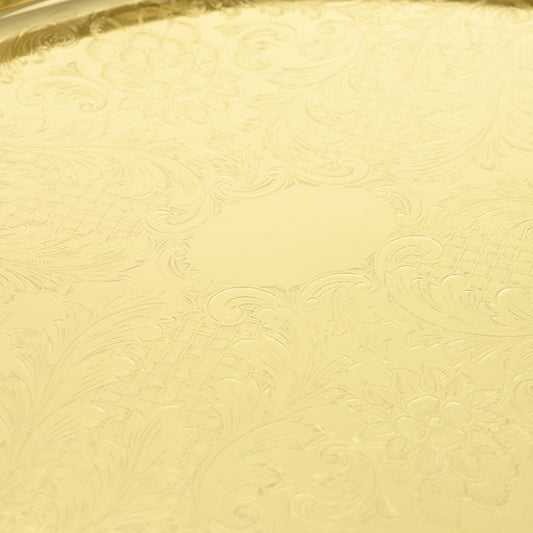 كوين آن - صينية بيضاوية بمقابض - معدن مطلي بالذهب - 50.5 × 33 سم - 26000491