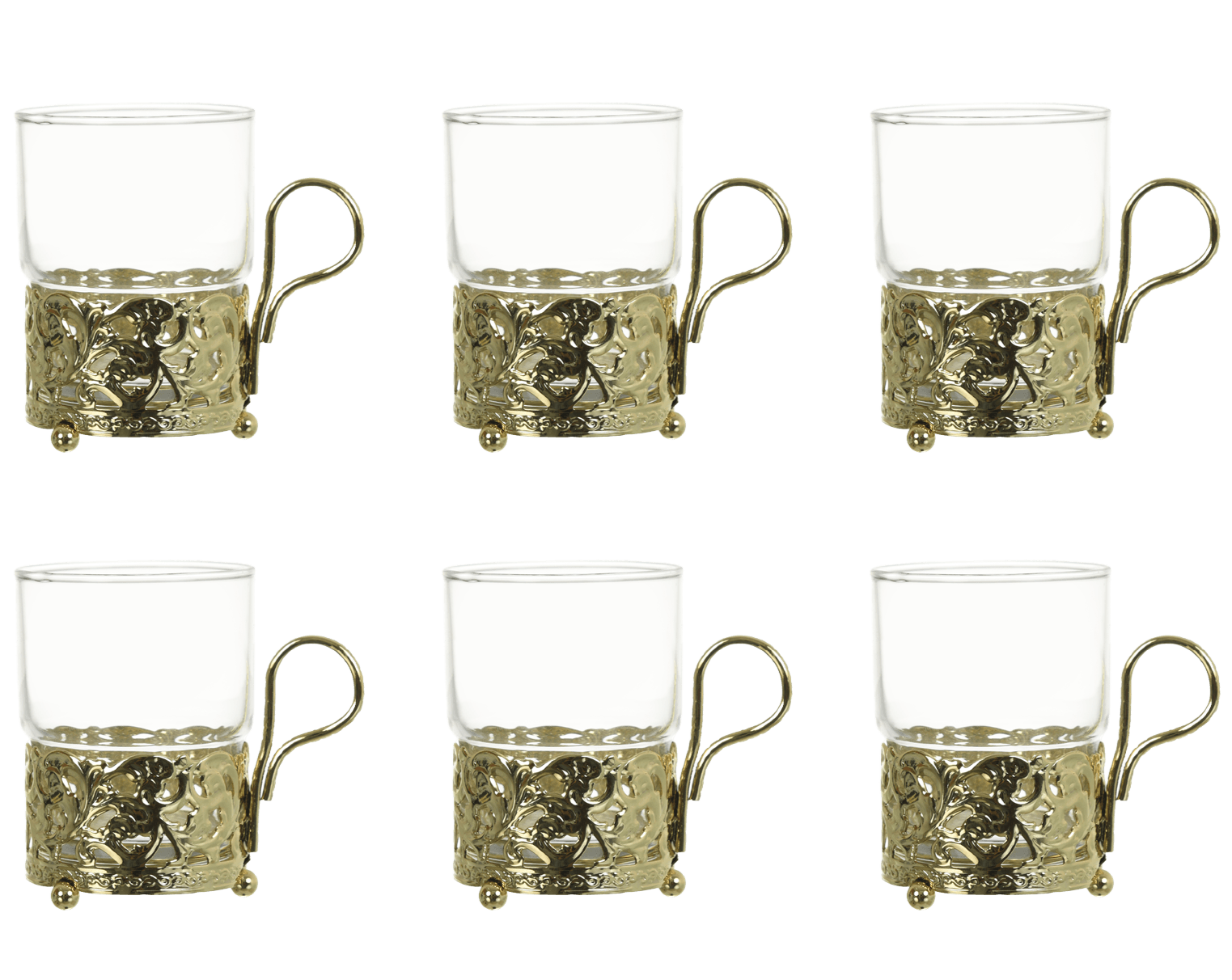 كوين آن - طقم شاي 6 قطع مطلي بالذهب - 26000511