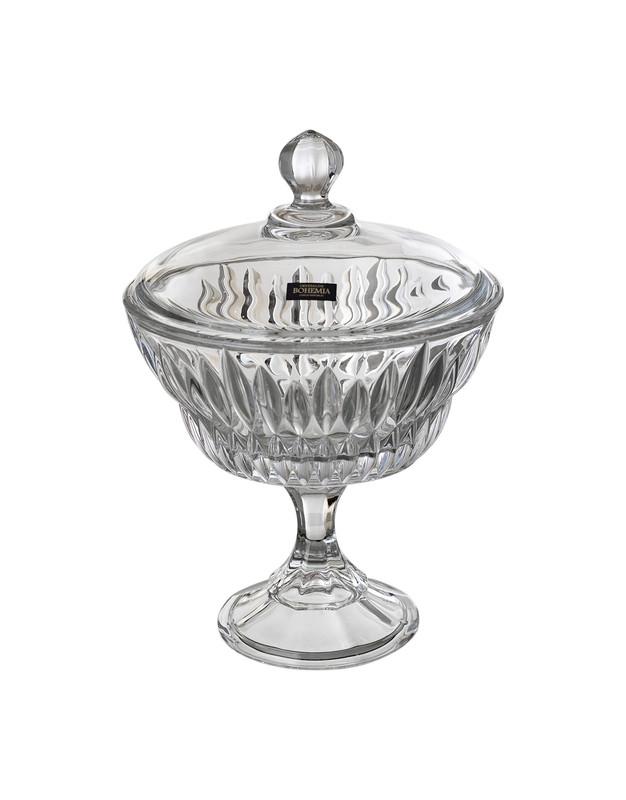Round Bohemia Laser Cut Crystal Box with Cover and Long Base - 2700010025