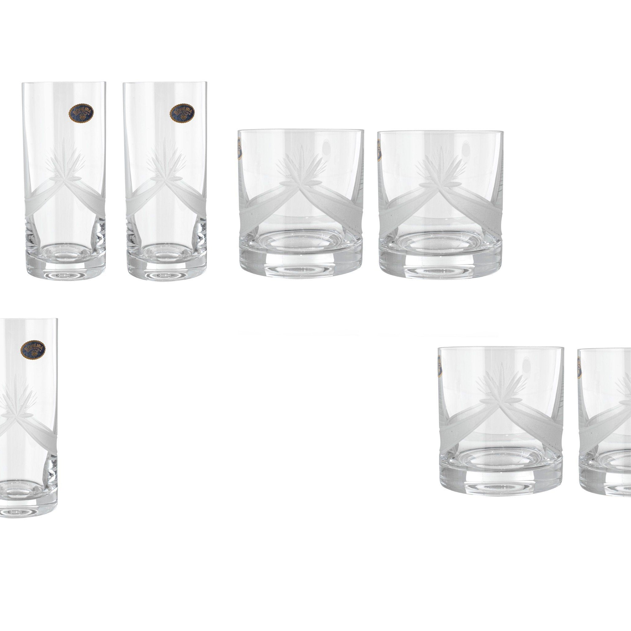 Bohemia Crystal - Highball & Tumbler Glass Set 12 Pieces - 350ml & 320ml - 2700010085