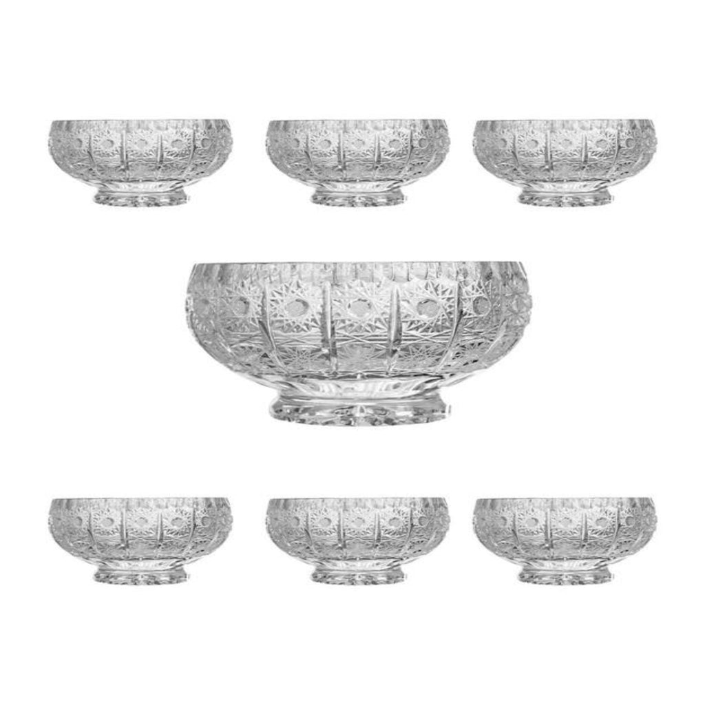 Round Bohemia Crystal Hand Cut Bowl Set 7 Pieces - 2700010092
