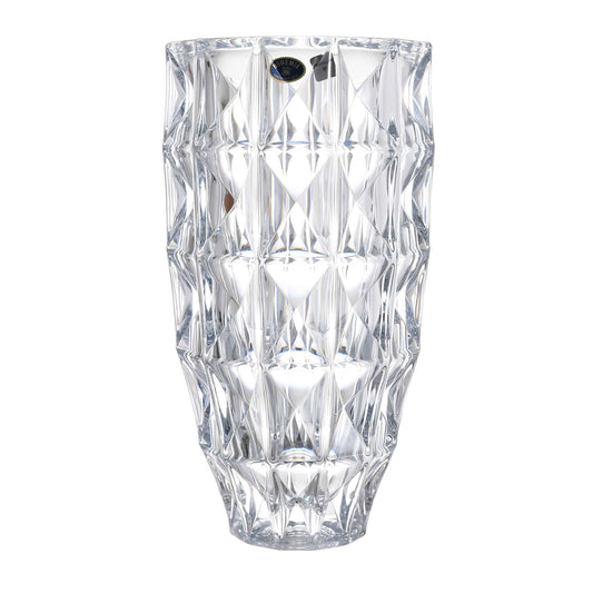 Bohemia Crystal - Cylindrical Crystal Vase - Diamond Design - 28 cm - 270006857