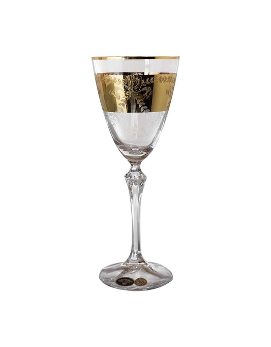 Bohemia Crystal - Goblet Glass Set 6 Pieces - Gold - 190ml - 2700010257
