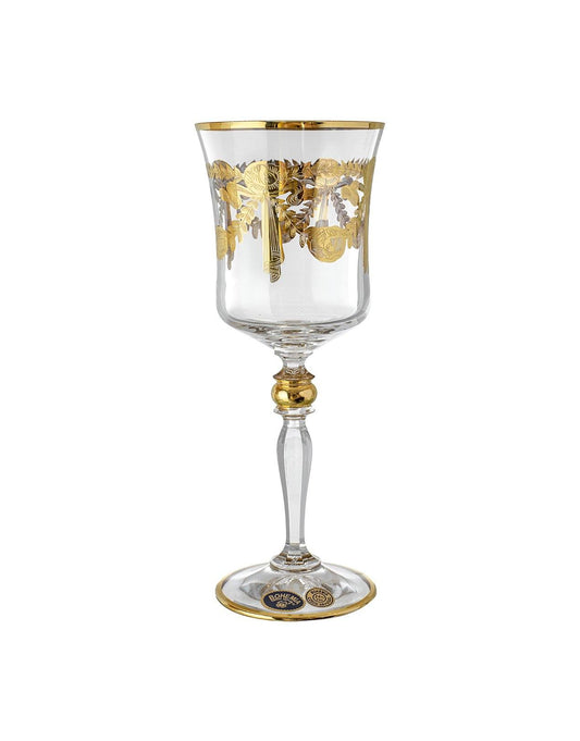 Bohemia Crystal - Goblet Glass Set 6 Pieces Gold - 220ml - 2700010326