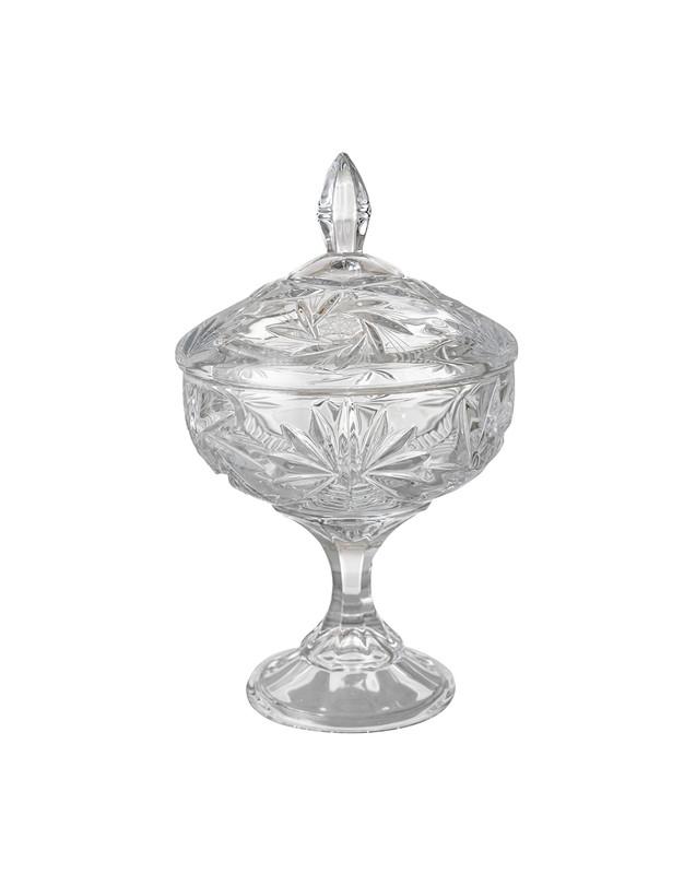 Round Bohemia Crystal Box with Cover and Long Base - 2700010334
