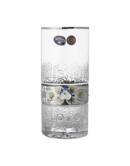Bohemia Crystal - Highball Glass Set 6 Pieces - Flowers & Silver - 470ml - 2700010357
