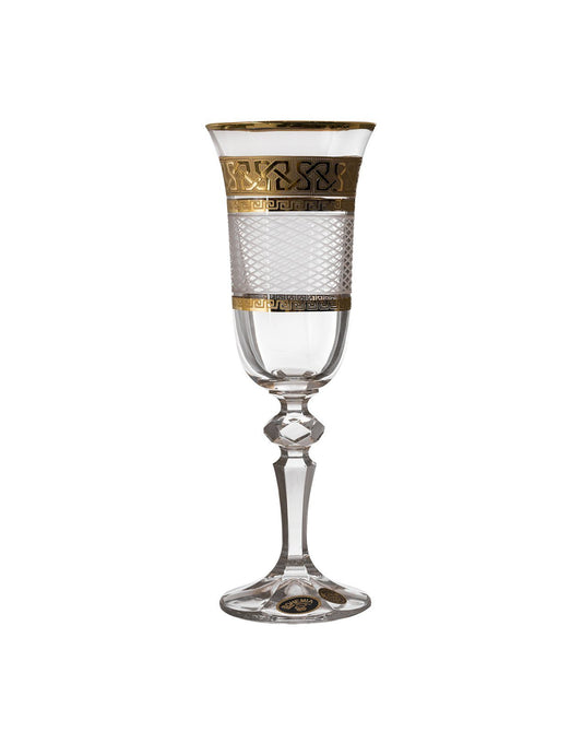 Bohemia Crystal - Flute Glass Set 6 Pieces - Gold - 150ml - 2700010409