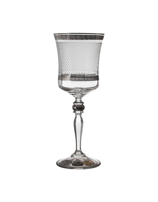 Bohemia Crystal - Goblet Glass Set 6 Pieces Silver - 220ml - 2700010423