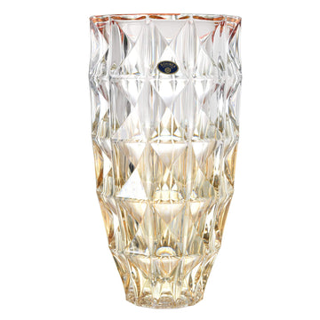 Bohemia Crystal - Cylindrical Crystal Vase - Diamond Design - Red & Yellow - 28cm - 2700010438
