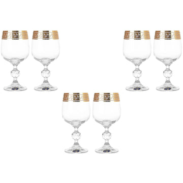 Bohemia Crystal - Goblet Glass Set 6 Pieces - Gold - 230ml - 2700010516