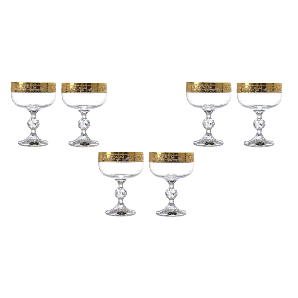 Bohemia Crystal - Cocktail Glass Set 6 Pieces - Gold - 200ml - 2700010589