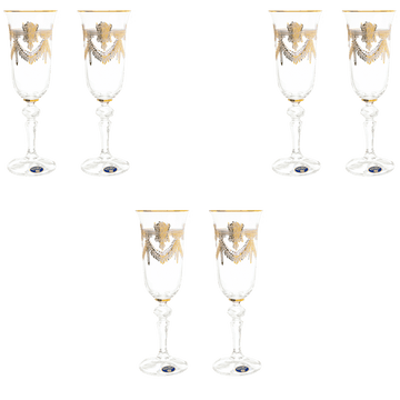 Bohemia Crystal - Flute Glass Set 6 Pieces - Gold - 150ml - 2700010651