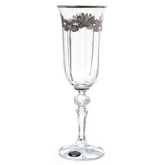 Bohemia Crystal - Flute Glass Set 6 Pieces - Silver - 150ml - 2700010655