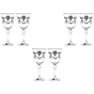 Bohemia Crystal - Goblet Glass Set 6 Pieces - Silver - 220ml - 2700010661
