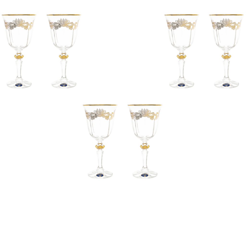 Bohemia Crystal - Goblet Glass Set 6 Pieces - Gold - 220ml - 2700010664