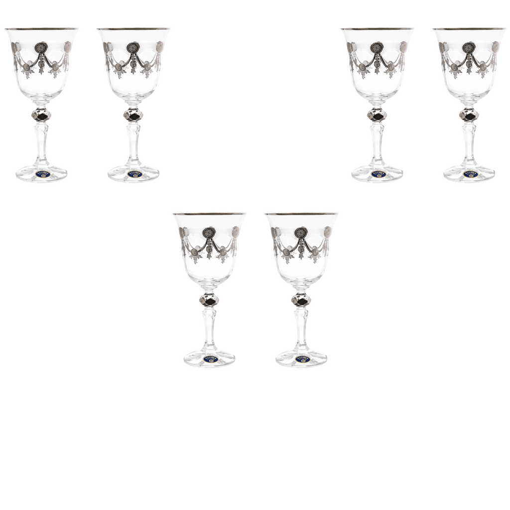 Bohemia Crystal - Goblet Glass Set 6 Pieces - Silver - 220ml - 2700010698
