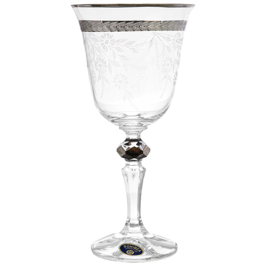 Bohemia Crystal - Goblet Glass Set 6 Pieces - Silver - 220ml - 2700010700