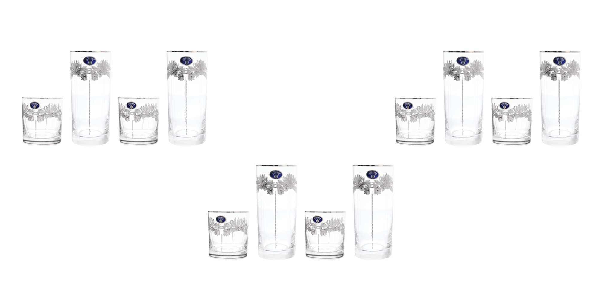 بوهيميا كريستال - طقم أكواب زجاج 12 قطعة - فضي - 300 مل و 280 مل - 2700010702
