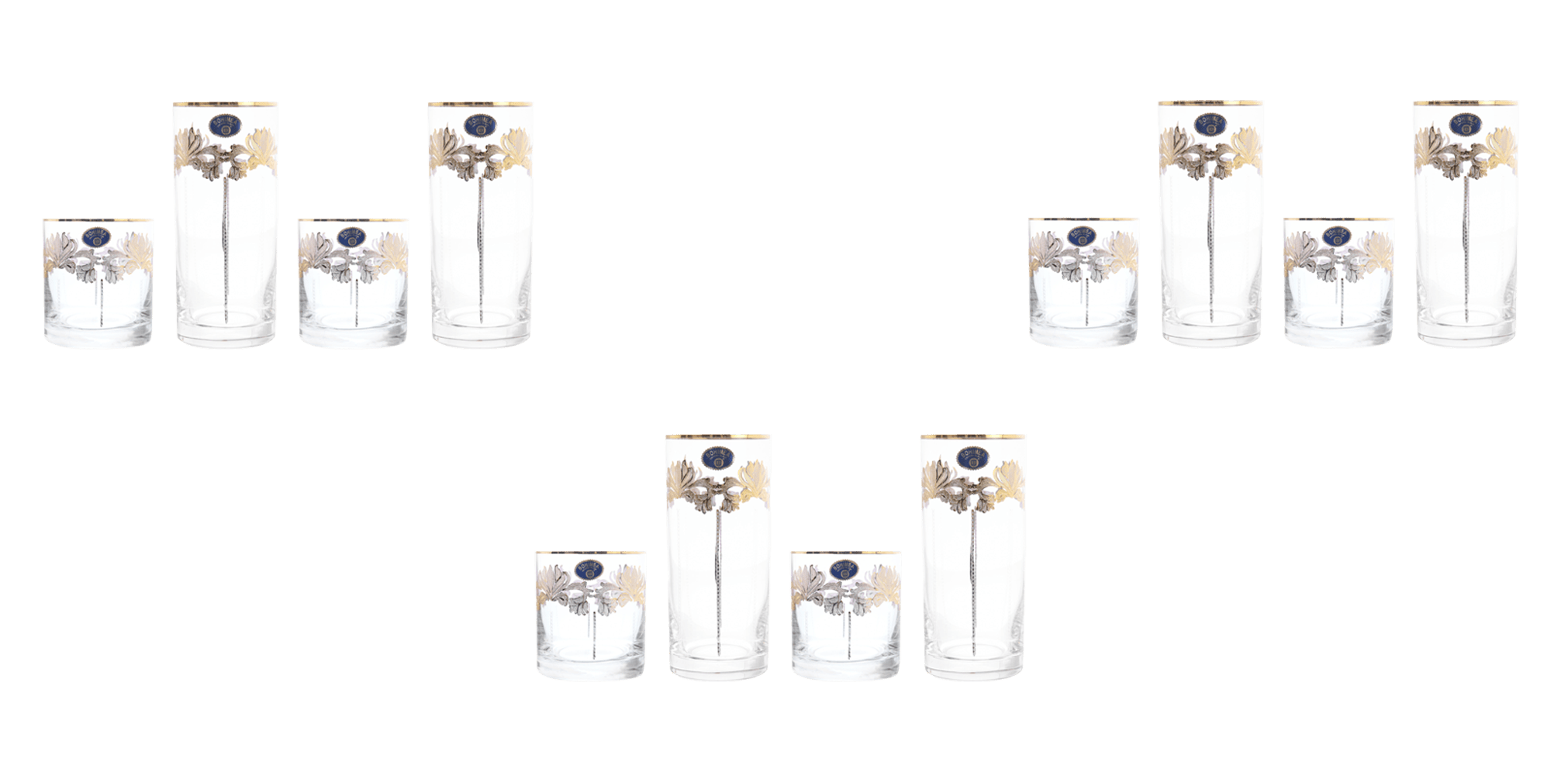 بوهيميا كريستال - طقم أكواب زجاج 12 قطعة - ذهبي - 300 مل & 280 مل - 2700010703