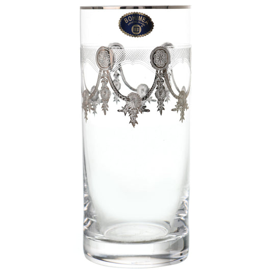 Bohemia Crystal - Highball & Tumbler Glass Set 12 Pieces - Silver - 300ml & 280ml - 2700010709