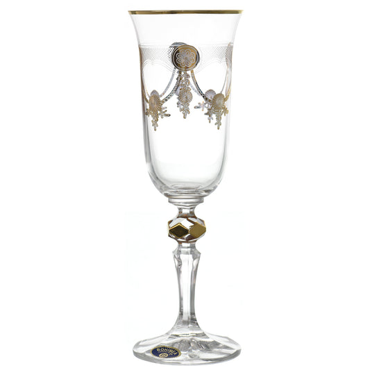 Bohemia Crystal - Flute Glass Set 6 Pieces - Gold -150ml - 2700010716