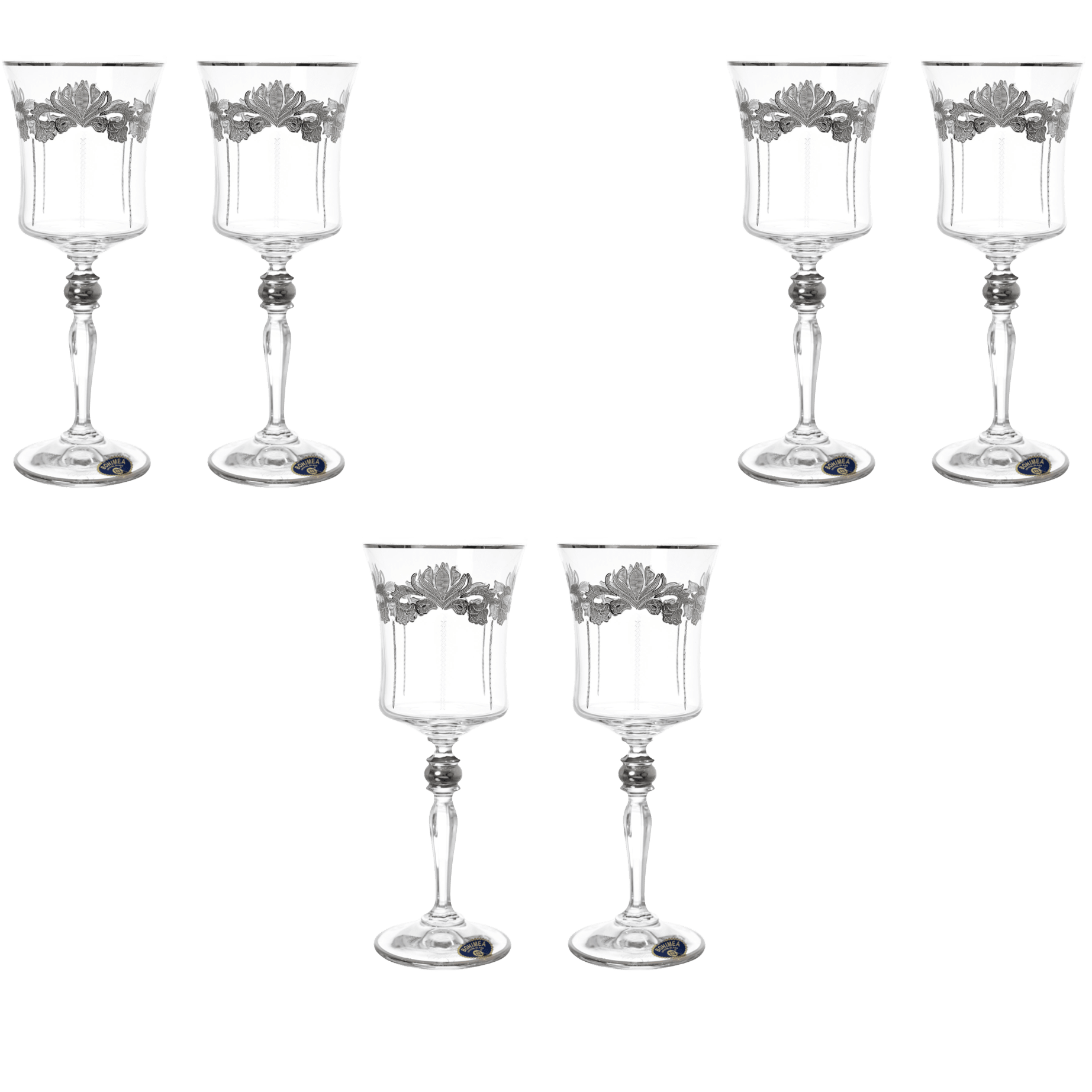 Bohemia Crystal - Goblet Glass Set 6 Pieces - Silver - 250ml - 2700010750