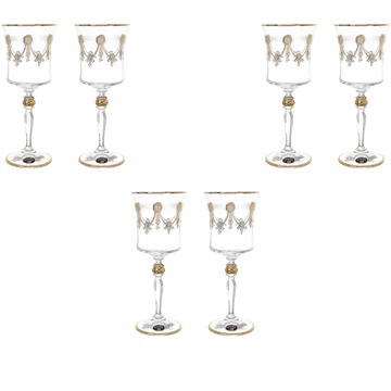 Bohemia Crystal - Goblet Glass Set 6 Pieces - Gold - 250ml - 2700010752
