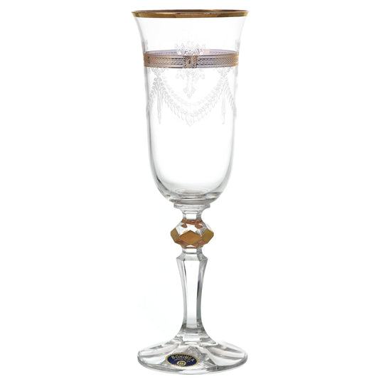 Bohemia Crystal - Flute Glass Set 6 Pieces - Gold - 150ml - 2700010756