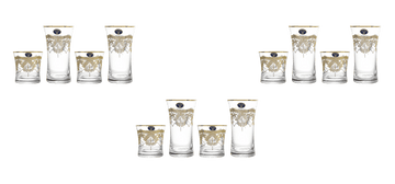 بوهيميا كريستال - طقم أكواب زجاج 12 قطعة - ذهبي - 340 مل و 250 مل - 2700010774