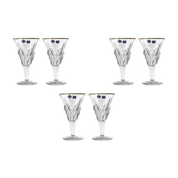 Bohemia Crystal Glass Set Of 6 Pieces - 2700012 - 180 ml -Gold Edge