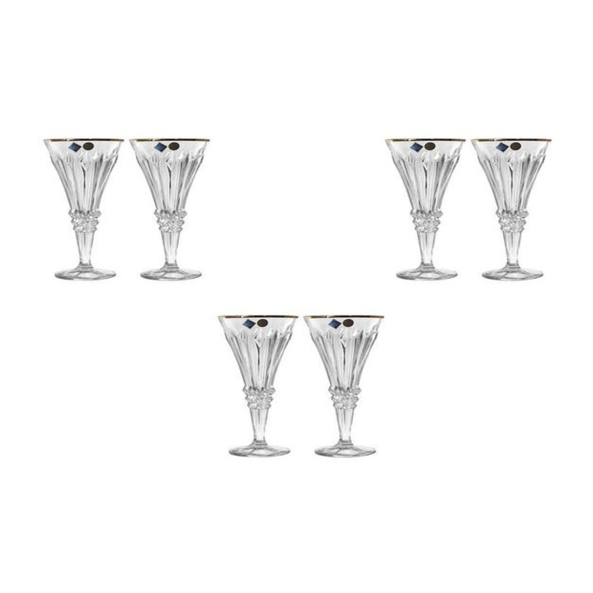 Bohemia Crystal Glass Set Of 6 Pieces - 2700013 - 180 ml - Gold Edge