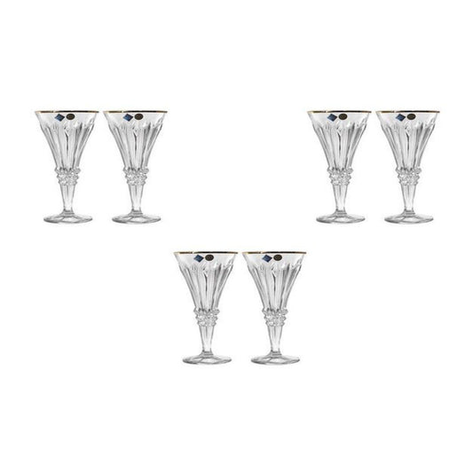 Bohemia Crystal Glass Set Of 6 Pieces - 2700013 - 180 ml - Gold Edge