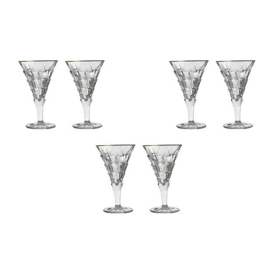 Bohemia Crystal Glass Set Of 6 Pieces - 2700017 - 180 ml - Gold Edge